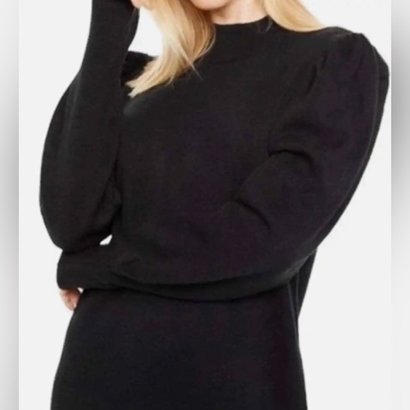 WAYF Nordstrom Lola Puff Sleeve Sweater Dress Black X-Small NWT - Picture 3 of 4
